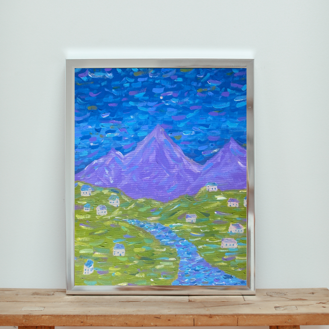 purple mountain swirl print