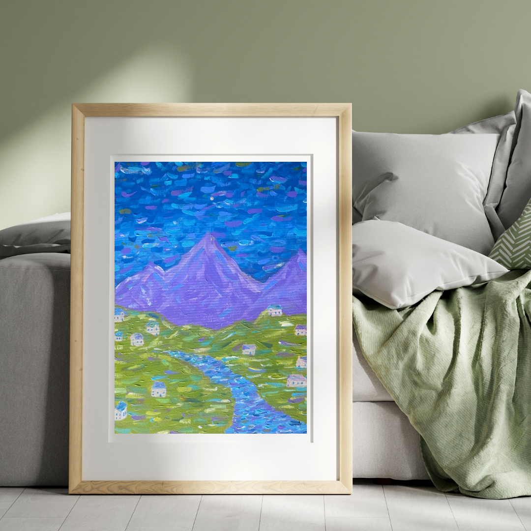 purple mountain swirl print