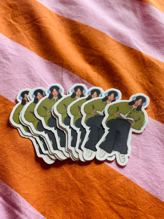reading girl sticker
