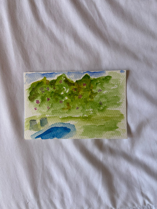 Backyard Watercolor Original