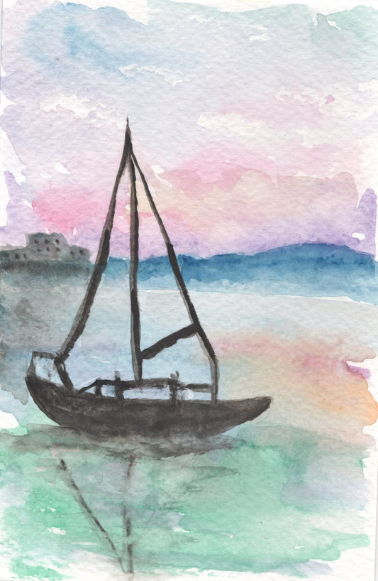 Sailing Watercolor Original